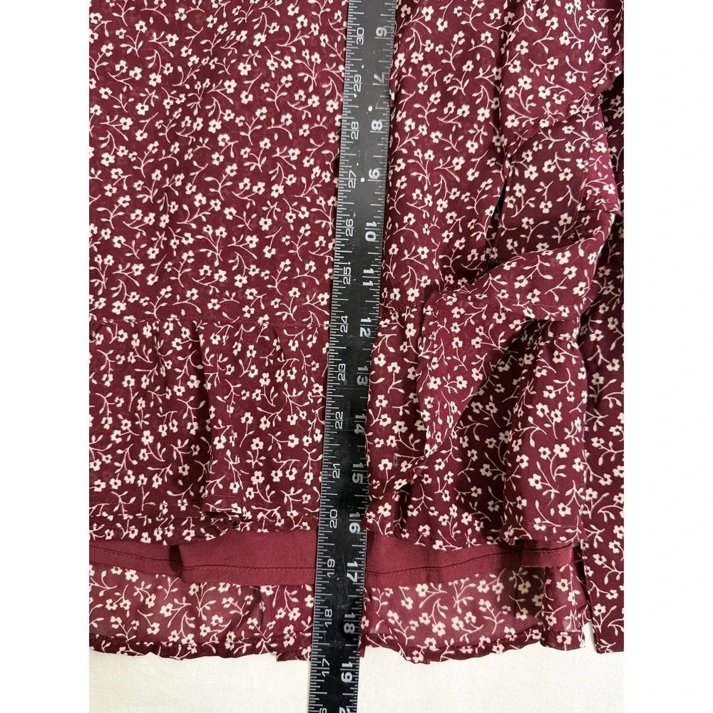 Hollister Skirt Womens Small Red Floral Wrap Ruffle Mini Lined High Rise Chiffon